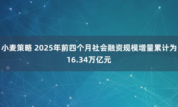 小麦策略 2025年前四个月社会融资规模增量累计为16.34万亿元
